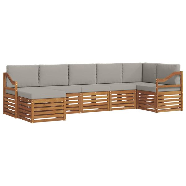 vidaXL Sedac&iacute; soupravy s pol&scaron;t&aacute;řem 7 pcs Př&iacute;rodn&iacute; a světle &scaron;ed&aacute;