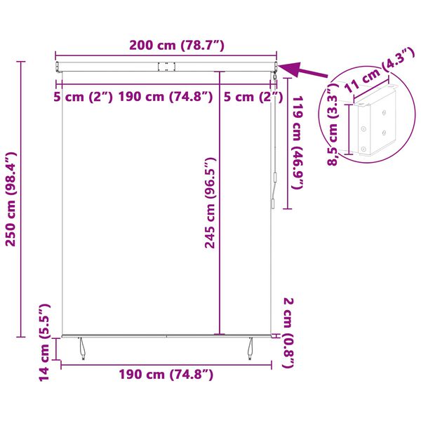 vidaXL Roleta Pruhovan&yacute; B&iacute;l&aacute; a oranžov&aacute; 200 x 250 cm Textil a hlin&iacute;k