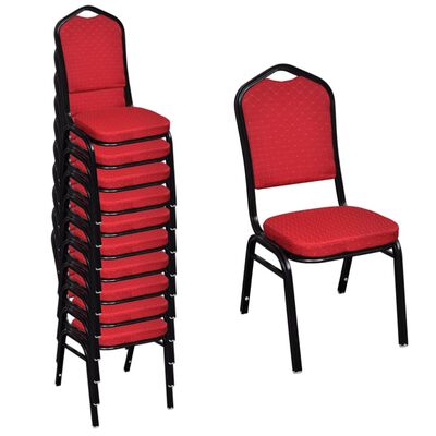vidaXL Jídelní židle 10 ks červené textil