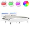 vidaXL R&aacute;m postele s LED p&aacute;sky s čelo B&iacute;l&aacute; 180 x 200 cm Uměl&aacute; kůže
