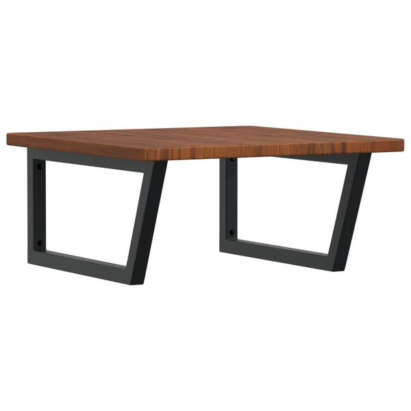 vidaXL Deska pod umyvadlo n&aacute;stěnn&aacute; ocel a masivn&iacute; dubov&eacute; dřevo