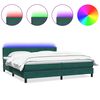 vidaXL Box spring postel s matrac&iacute; a LED tmavě zelen&aacute; 180x220 cm samet