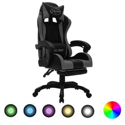 vidaXL Herní židle s RGB LED podsvícením šedo-černá umělá kůže