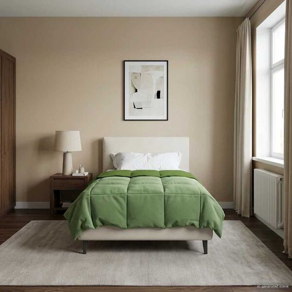 vidaXL Celoročn&iacute; přikr&yacute;vka &Scaron;něrov&aacute;n Zelen&aacute; 135 x 200 cm Mikrovl&aacute;kno