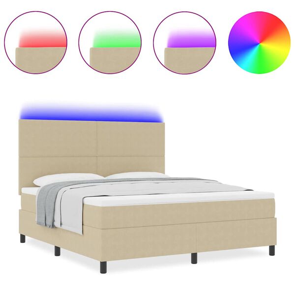 vidaXL Postel s boxspringem Světle &scaron;ed&aacute; a b&iacute;l&aacute; 203 x 180 x 128 cm