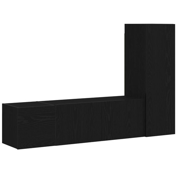 vidaXL Sestava TV skř&iacute;něk N&aacute;stěnn&yacute; 3 pcs Čern&yacute; dub 130,5 x 30 x 140 cm