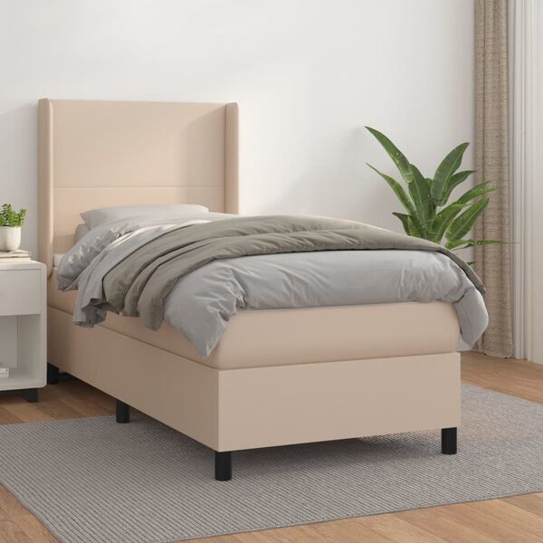 vidaXL Box spring postel s matrac&iacute; cappuccino 80 x 200 cm uměl&aacute; kůže