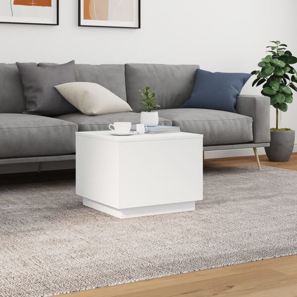 vidaXL Konferenční stolek s LED osvětlením bílý 50 x 50 x 40 cm