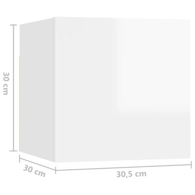vidaXL Noční stolky 2ks bílé s vysokým leskem 30,5x30x30cm dřevotříska