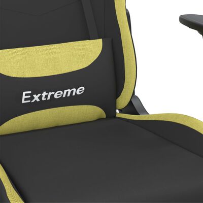 vidaXL Masážní herní židle černá a světle zelená textil