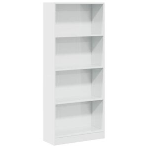 vidaXL Knihovna b&iacute;l&aacute; s vysok&yacute;m leskem 60x24x143 cm kompozitn&iacute; dřevo