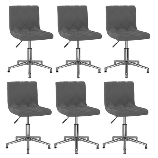 vidaXL Otočn&eacute; j&iacute;deln&iacute; židle 6 ks tmavě &scaron;ed&eacute; samet