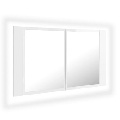 vidaXL LED koupelnová skříňka se zrcadlem lesklá bílá 80x12x45cm akryl