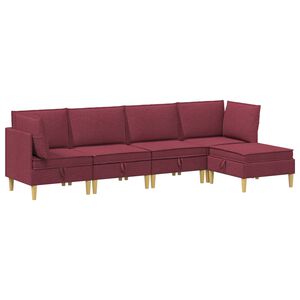 vidaXL Modul&aacute;rn&iacute; pohovka se storage 5 ks V&iacute;no Červen&eacute; Textil