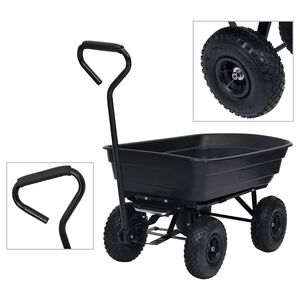 vidaXL Zahradn&iacute; skl&aacute;pěc&iacute; ručn&iacute; voz&iacute;k 300 kg 75 l čern&yacute;