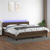 vidaXL Box spring postel s matrac&iacute; a LED tmavě hněd&aacute; 200x200 cm textil