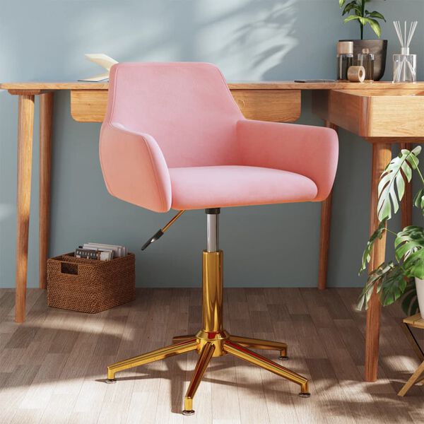 vidaXL Otočn&aacute; j&iacute;deln&iacute; židle růžov&aacute; samet