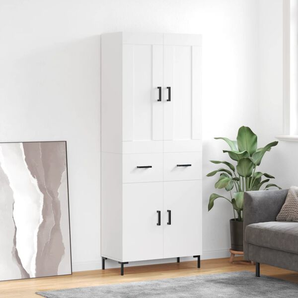 vidaXL Skř&iacute;ň highboard b&iacute;l&aacute; 69,5 x 34 x 180 cm kompozitn&iacute; dřevo