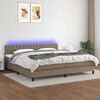 vidaXL Box spring postel s matrac&iacute; a LED taupe 200x200 cm textil