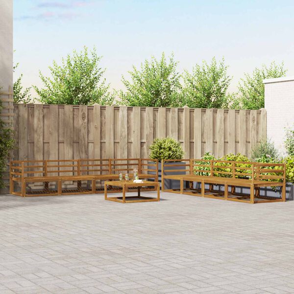 vidaXL Venkovn&iacute; pohovkov&aacute; souprava 9 pcs Přirozen&aacute; a Kr&eacute;mov&aacute;