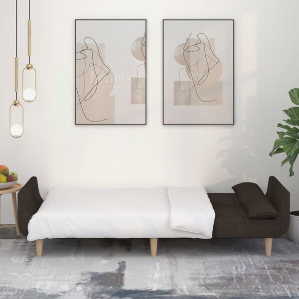 vidaXL 2m&iacute;stn&aacute; rozkl&aacute;dac&iacute; pohovka se 2 pol&scaron;t&aacute;ři tmavě hněd&aacute; textil