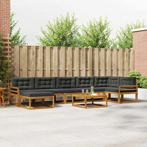 vidaXL Venkovn&iacute; pohovkov&aacute; souprava 8 pcs Přirozen&aacute; a Anthracitov&aacute;