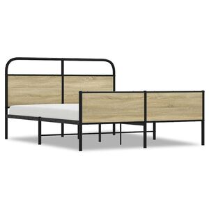 vidaXL Kovov&yacute; r&aacute;m postele bez matrace dub sonoma 150 x 200 cm