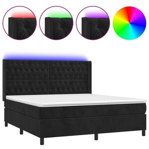 vidaXL Box spring postel s matrac&iacute; a LED čern&aacute; 160x200 cm samet