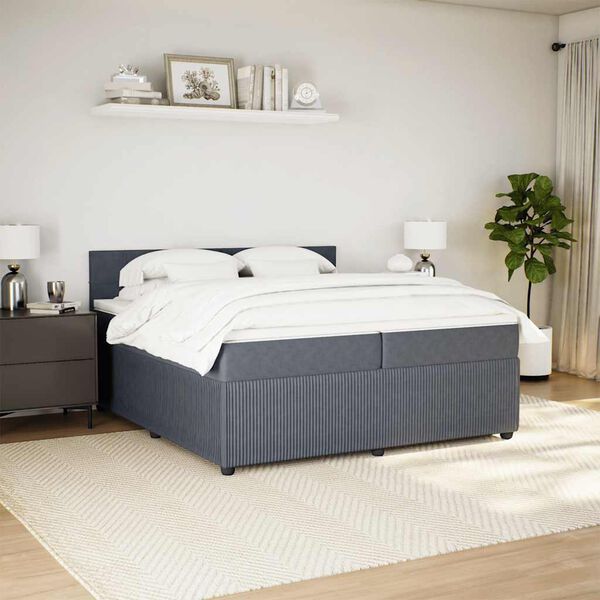 vidaXL Box spring postel s matrac&iacute; tmavě &scaron;ed&aacute; 200x200 cm samet