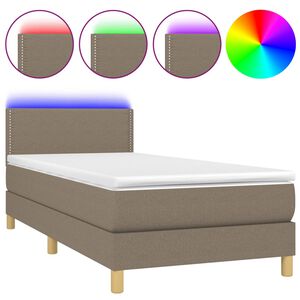 vidaXL Box spring postel s matrac&iacute; a LED taupe 90x190 cm textil