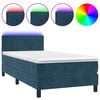 vidaXL Box spring postel s matrac&iacute; a LED tmavě modr&aacute; 80 x 200 cm samet