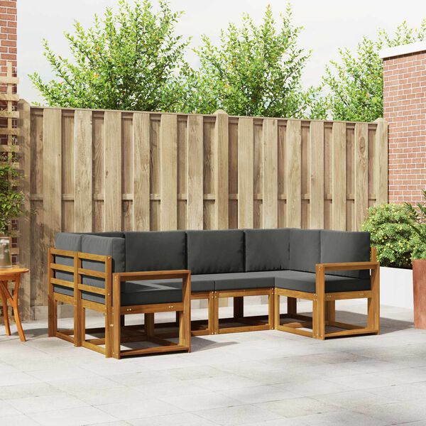 vidaXL Venkovn&iacute; pohovkov&aacute; souprava 6 pcs Přirozen&aacute; a Anthracitov&aacute;