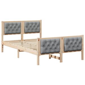 vidaXL R&aacute;m postele Světle &scaron;ed&aacute; 135 x 190 cm Masivn&iacute; borov&eacute; dřevo