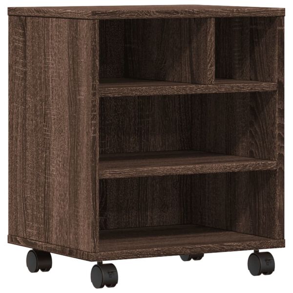 vidaXL Stojan na tiskárnu na kolečkách hnědý dub 41 x 32 x 48 cm