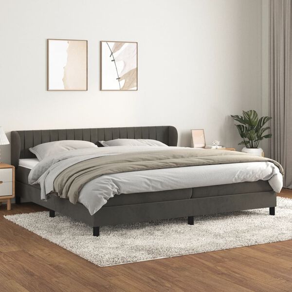 vidaXL Box spring postel s matrac&iacute; tmavě &scaron;ed&aacute; 200x200 cm samet