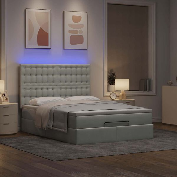 vidaXL Osmansk&yacute; r&aacute;m postele s matracemi světle &scaron;ed&aacute; 140x190cm samet