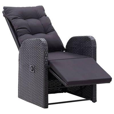 vidaXL Polohovací zahradní židle s poduškami 2 ks černé polyratan