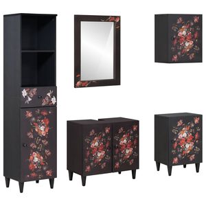 vidaXL Sada koupelnov&yacute;ch skř&iacute;něk N&aacute;stěnn&yacute; 5 pcs Masivn&iacute; mangov&eacute; dřevo
