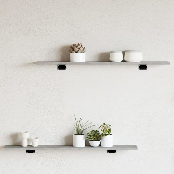 vidaXL Př&iacute;davn&eacute; police 8 ks betonově &scaron;ed&eacute; 80 x 10 x 1,5 cm dřevotř&iacute;ska