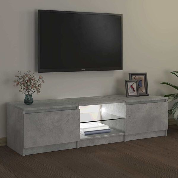 vidaXL TV skř&iacute;ňka s LED osvětlen&iacute;m betonově &scaron;ed&aacute; 140 x 40 x 36 cm