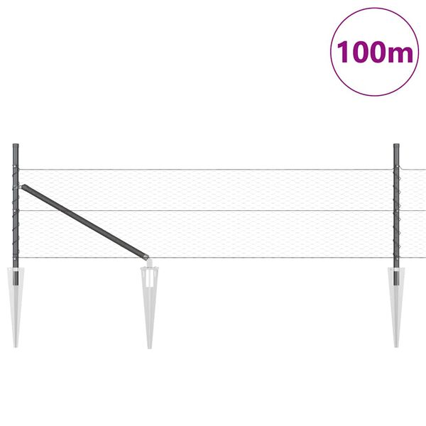 vidaXL Plotov&yacute; sloupek. &Scaron;ed&aacute; 100 x 0,4 m (25 mm s&iacute;ť) Ocel a PVC