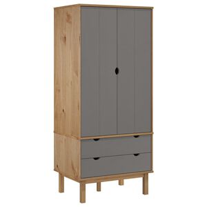 vidaXL &Scaron;atn&iacute; skř&iacute;ň OTTA hněd&aacute; a &scaron;ed&aacute; 76,5x53x172 cm masivn&iacute; borovice