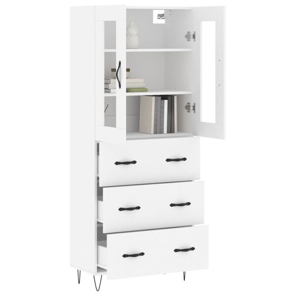 vidaXL Skř&iacute;ň highboard b&iacute;l&aacute; 69,5 x 34 x 180 cm kompozitn&iacute; dřevo