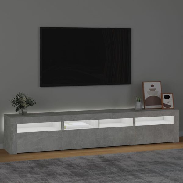 vidaXL TV skříňka s LED osvětlením betonově šedá 210x35x40 cm