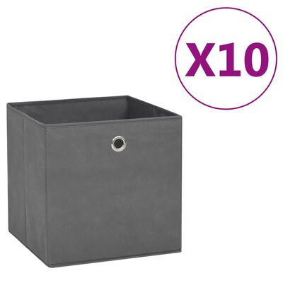 vidaXL Úložné boxy 10 ks netkaná textilie 28 x 28 x 28 cm šedé