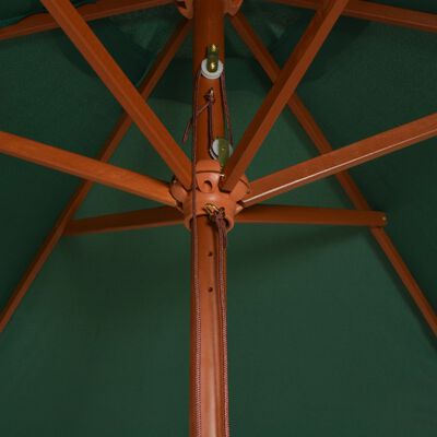 vidaXL Slunečník s dřevěnou tyčí, 270x270 cm, zelený