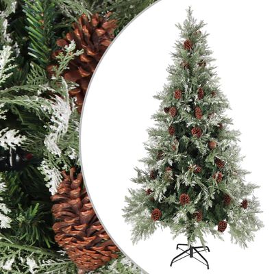 vidaXL Vánoční stromek se šiškami zelenobílý 225 cm PVC a PE