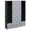 vidaXL Modul&aacute;rn&iacute; skř&iacute;ň s 18 přihr&aacute;dkami černob&iacute;l&aacute; 37 x 146 x 180,5 cm