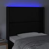 vidaXL Čelo postele s LED čern&eacute; 103 x 16 x 118/128 cm uměl&aacute; kůže