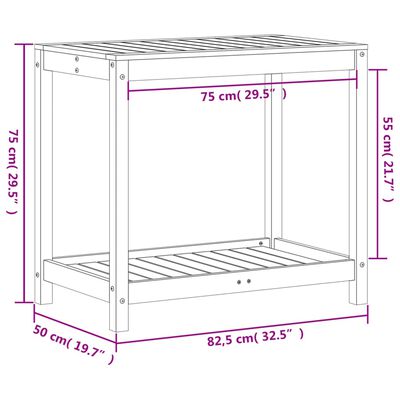 vidaXL Přesazovací stůl s policí voskově hnědý 82,5x35x75 cm borovice
